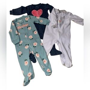 Baby Girl Carter's Zip-Up Fleece Sleep & Play Set 3 Size 9 m